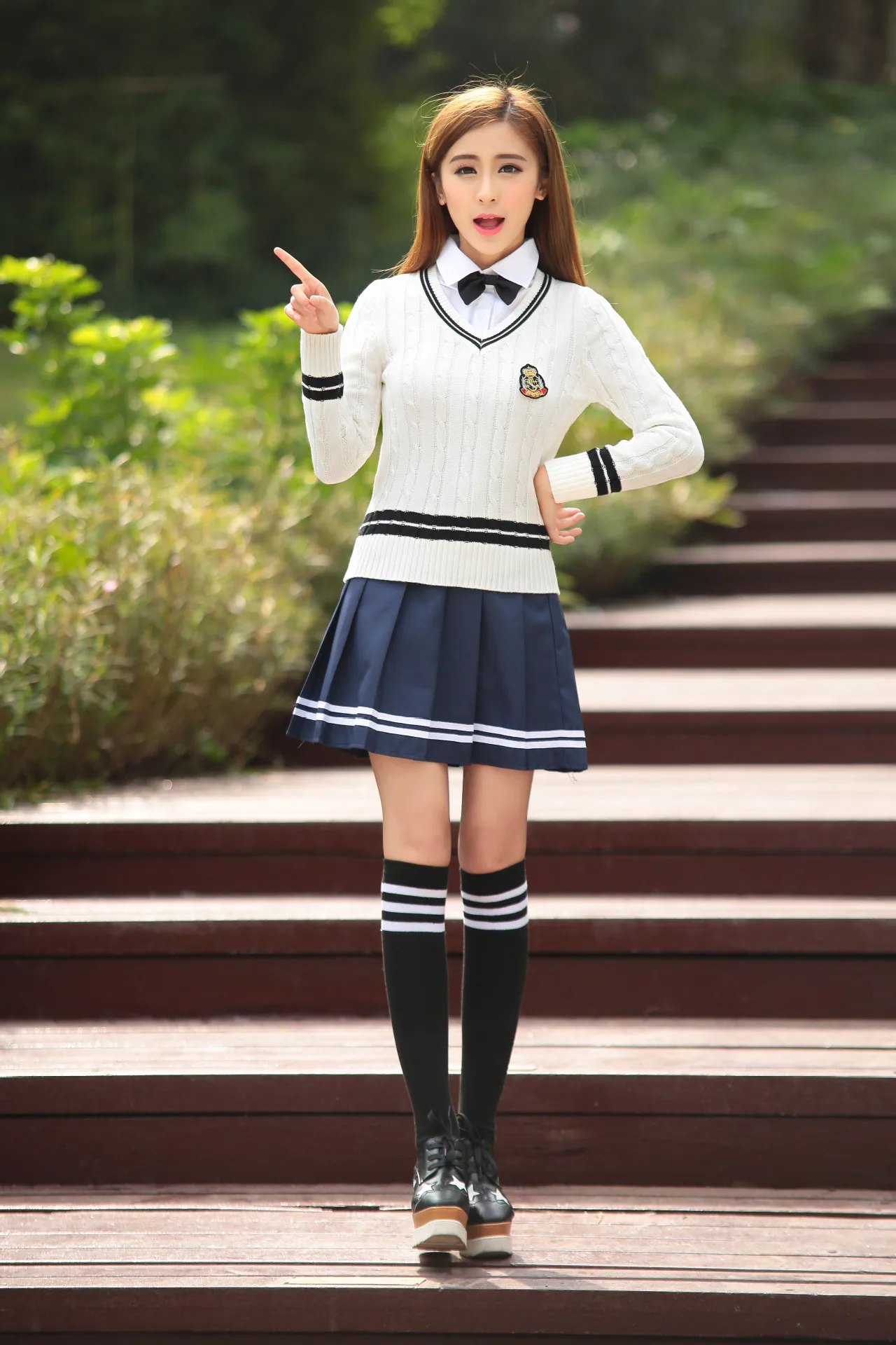 Школьная форма в японском и корейском стиле для девочек, хлопковый свитер+ рубашка+ юбка, зимний комплект одежды для студентов, британская школьная одежда для мужчин и женщин