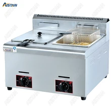 GF71/GF72 Commerical Gas lgp Deep Fryer for Potato Chips Chicken fried Oil fryer with 1 or 2 tanks Stainless Steel ce rohs square gas fryer stainless steel kitchen potato chips chicken 12 liter deep frying machine single tank food processors