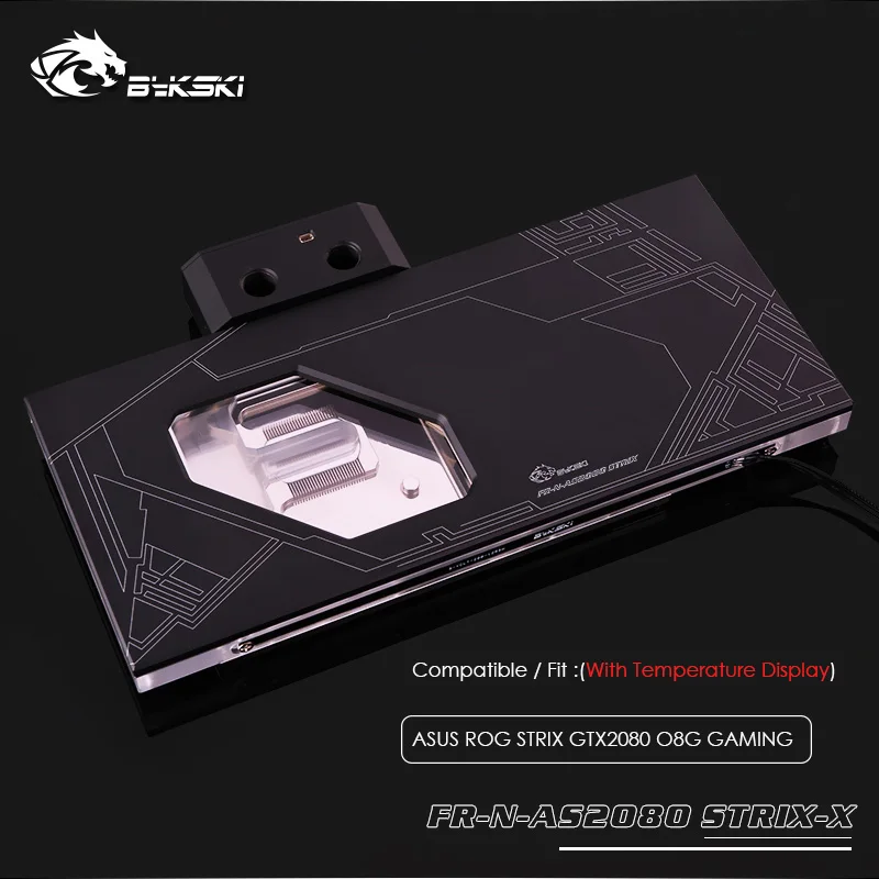 Best Price Bykski water Cooling block for ASUS ROG STRIX GTX2080 O8G GAMING ,GPU Cooler with temperature display ,FR-N-AS2080STRIX-X