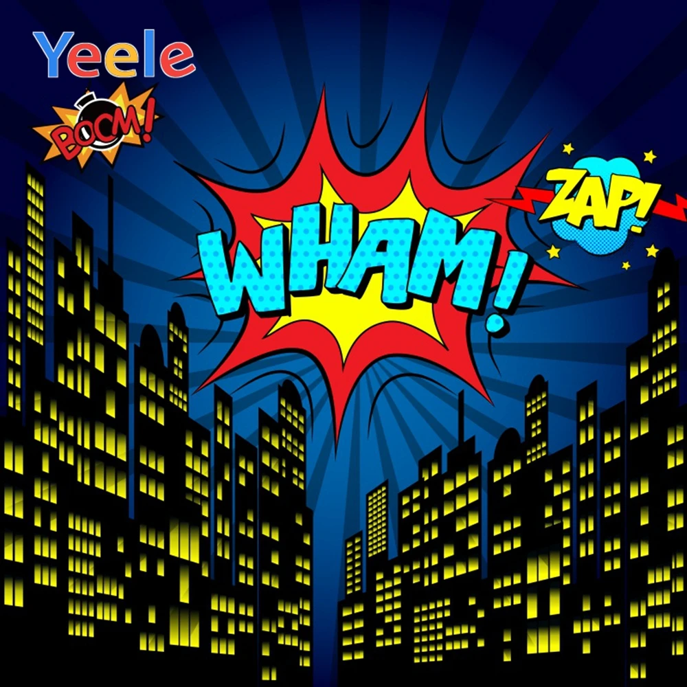 Yeele Comic WHAM Explosion Posters City Building Baby Portrait Scene фоны для фотографий Фотостудия |