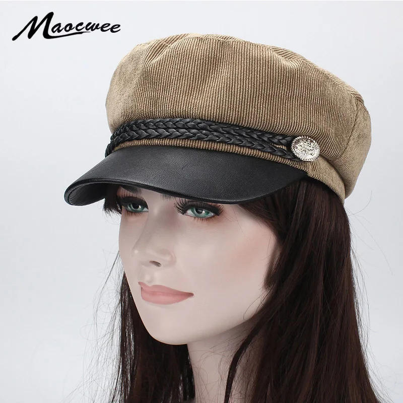 Military Cap Hat Female Spring Winter Hats for Women Men Ladies Army Militar Hat Pu Leather
