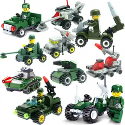 10 компл. строительные блоки игрушки Военная Модель Танк ракета пусковая Minesweeper Soldier совместимые Развивающие игрушки для мальчика (как