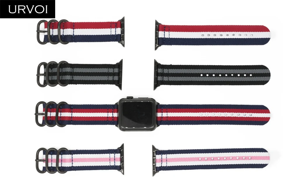 URVOI ремешок для apple watch серии 4/3/2/1 лямка из нейлоновой ткани для наручных часов iwatch, двойные кольца ремешком Nato современный дизайн с адаптеры для сим-карт