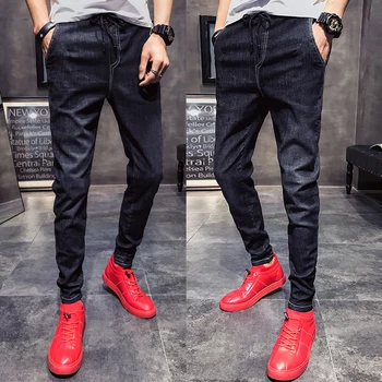 

2018 new tide pants spirit guy social guy slim slender British wind hand red jeans trousers men