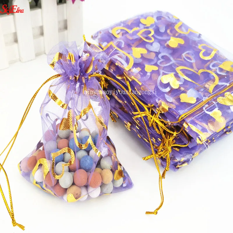 50 PCS 9x12cm Transparent Gauze Bag Wedding Gift Bags  Jewelry Packaging Organza Pouch Home Party Decoration 5ZSH324-50