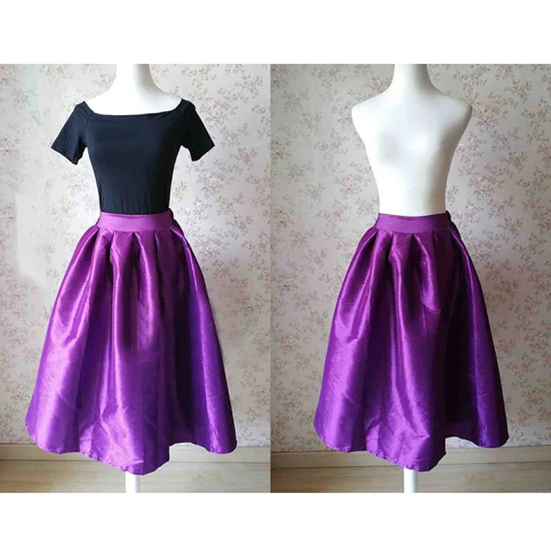 Fashion Custom Long Purple Skirt Long Pleated Bridesmaid Skirt. Women's Clothing. Purple flared skirt with Pockets. Summer Clothing