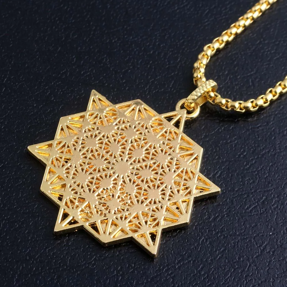 

SG New Silver/Gold Flower of Life Pendants Necklaces Fashion Hip Hop Punk Style Women Men Sacred Geometry Jewelry
