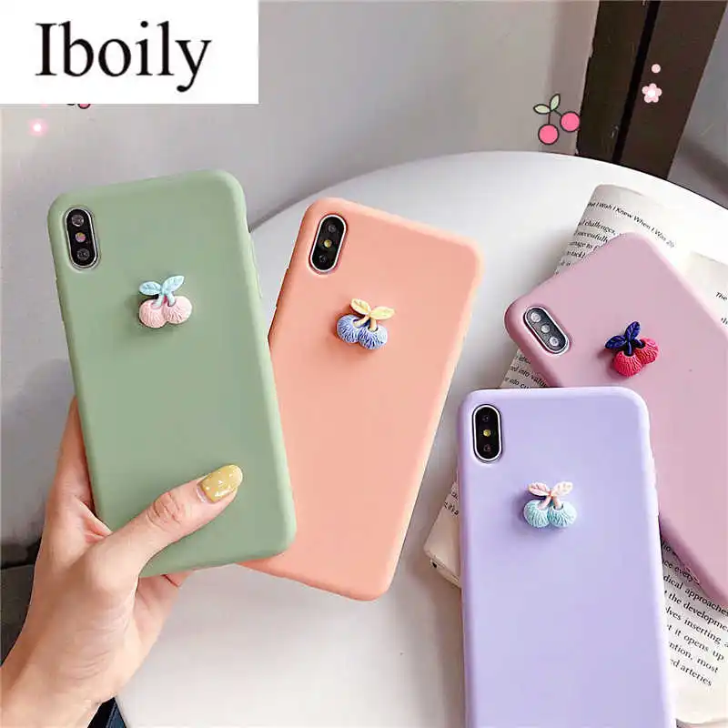 

Iboily 3D Macaron Candy Color Fruit Soft Silicon Case For iPhone X Xr Xs Max For iPhone 6 6s 7 8 Plus Back Phone Cover Protect
