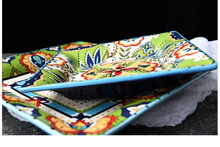 EECAMAIL Criativo Hand-painted Louça Cerâmica Azul Onda