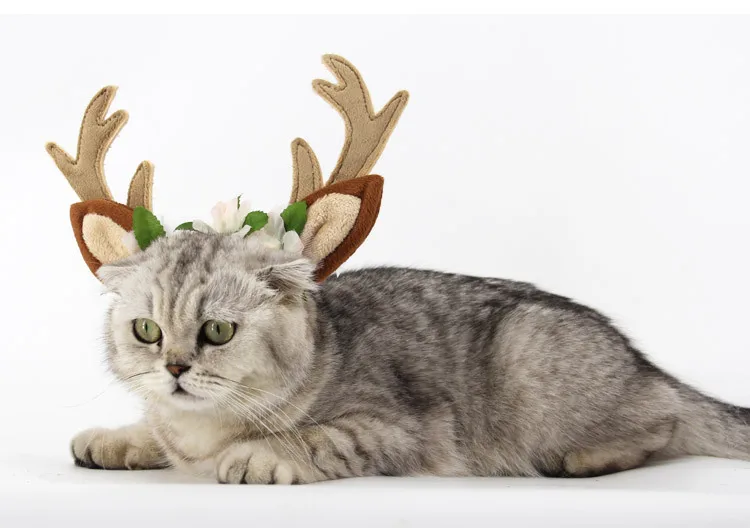 Рождественская повязка на голову с изображением оленьи рога для кошек, собак, головные уборы, аксессуары для кошек, украшения для волос, товары для домашних животных, Тедди-Йорк, золотистый ретривер