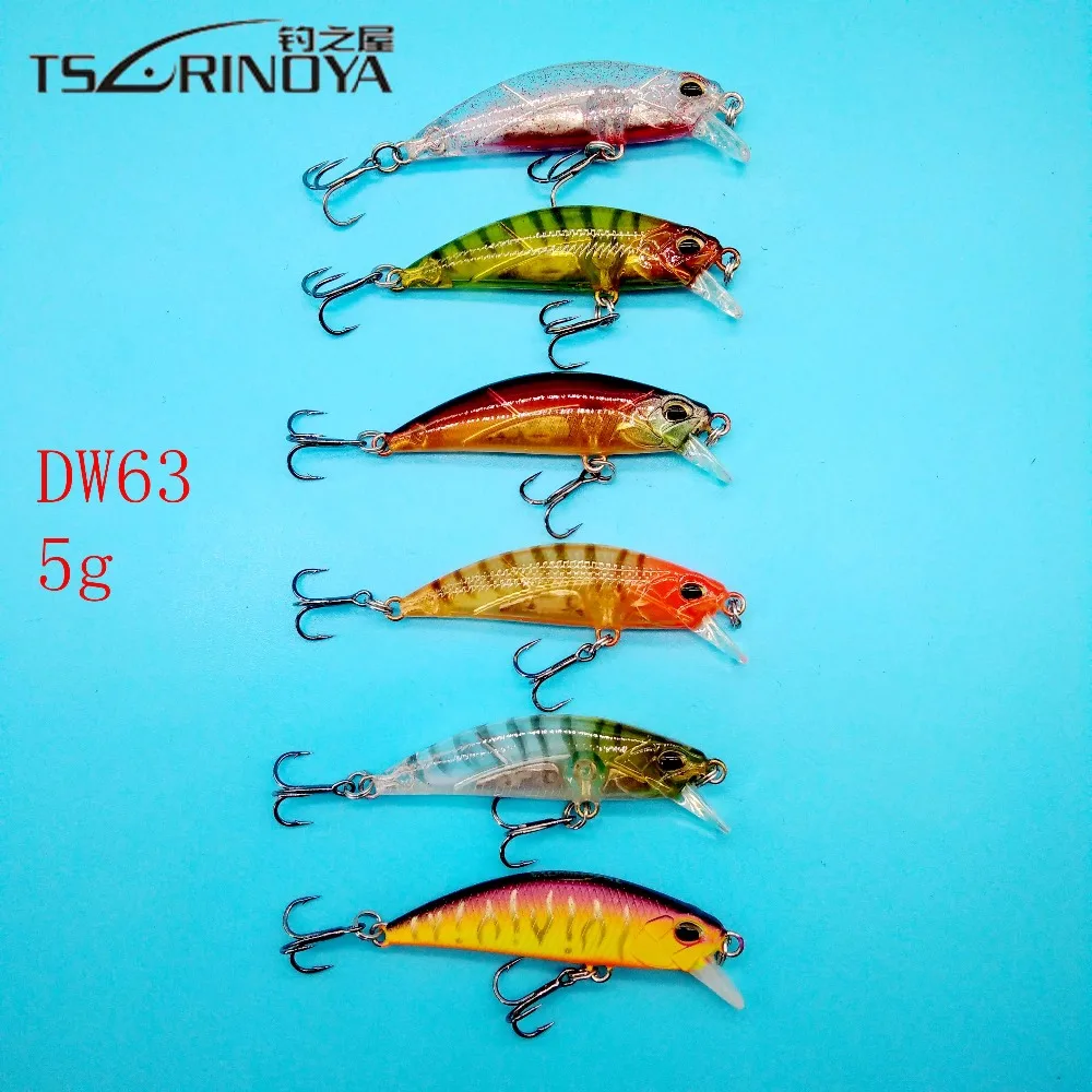 

TSURINOYA 2018 new minnow Lure 5cm/ 5g 6colors Sinking Minnow Wobbler Hard Lure Artificial bait DW63