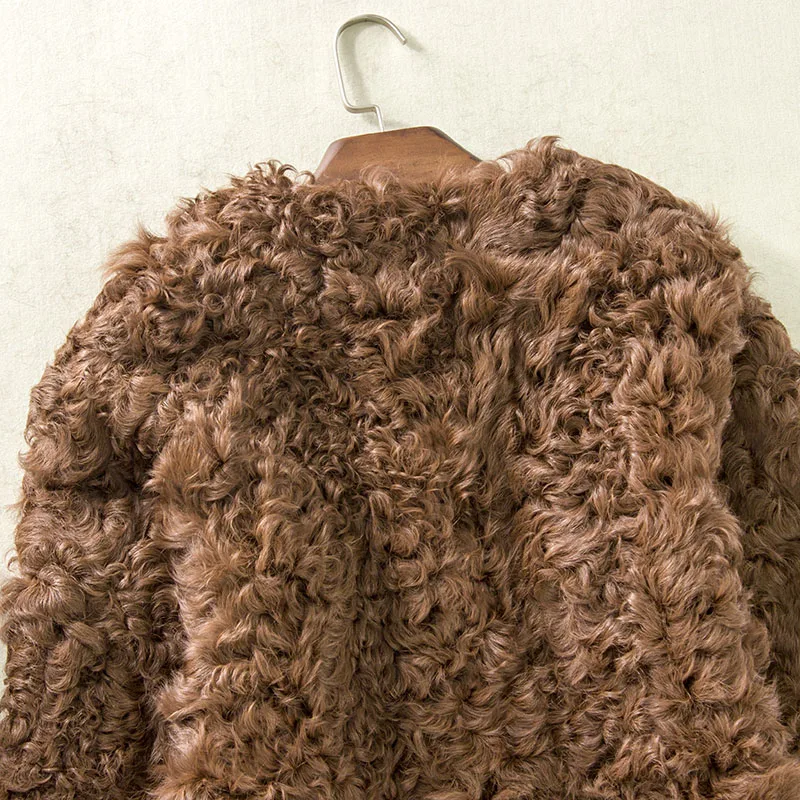 Шоколадное пальто из овечьей шерсти, манто femme hiver, натуральный мех, пальто из натурального меха для женщин, зимнее пальто для женщин