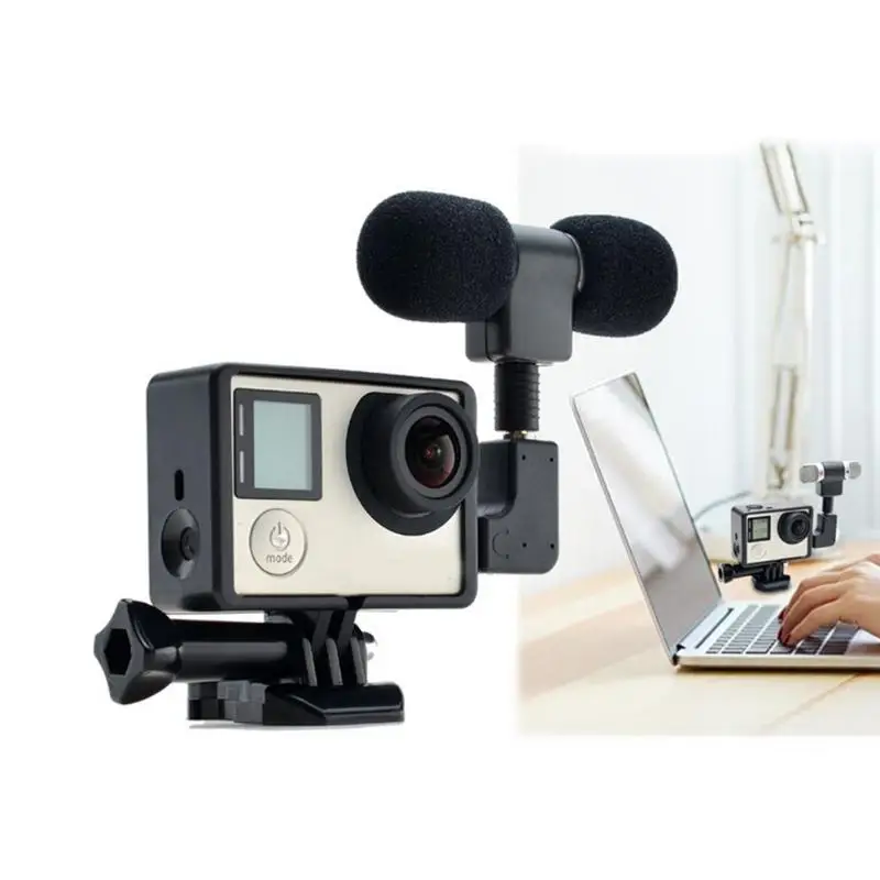 Боковой открытый Рамный корпус микрофонный адаптер для GoPro Hero 3 3+ 4