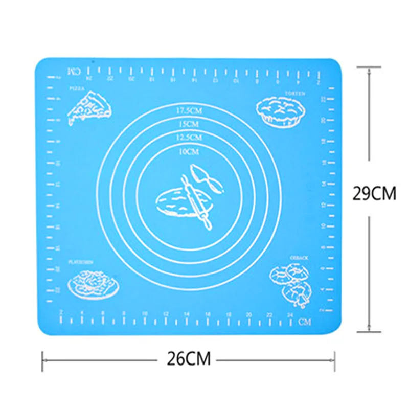 Силиконовый коврик для теста, антипригарный коврик для выпечки со шкалой, раскатка теста, коврик для теста, кондитерский лист, духовка, пищевой вкладыш, инструмент для выпечки - Цвет: 2629 Blue