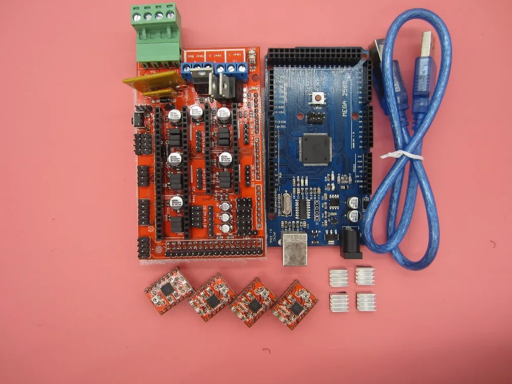 Free Shipping Mega 2560 R3 + 1pcs RAMPS 1.4 Controller + 4pcs A4988 Stepper Driver Module for 3D Printer kit Reprap MendelPrusa