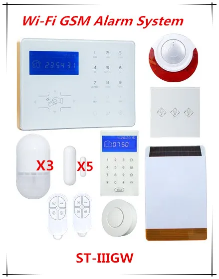 Metal Edge Glass Touch Screen Wifi GSM Alarm system Home Smart Alarm System with Power switch and Solar Strobe flash Siren