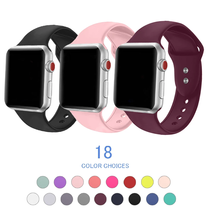 Мягкий силиконовый спортивный ремешок для Apple Watch 4 3 2 1 38 мм 42 ремешки резиновый