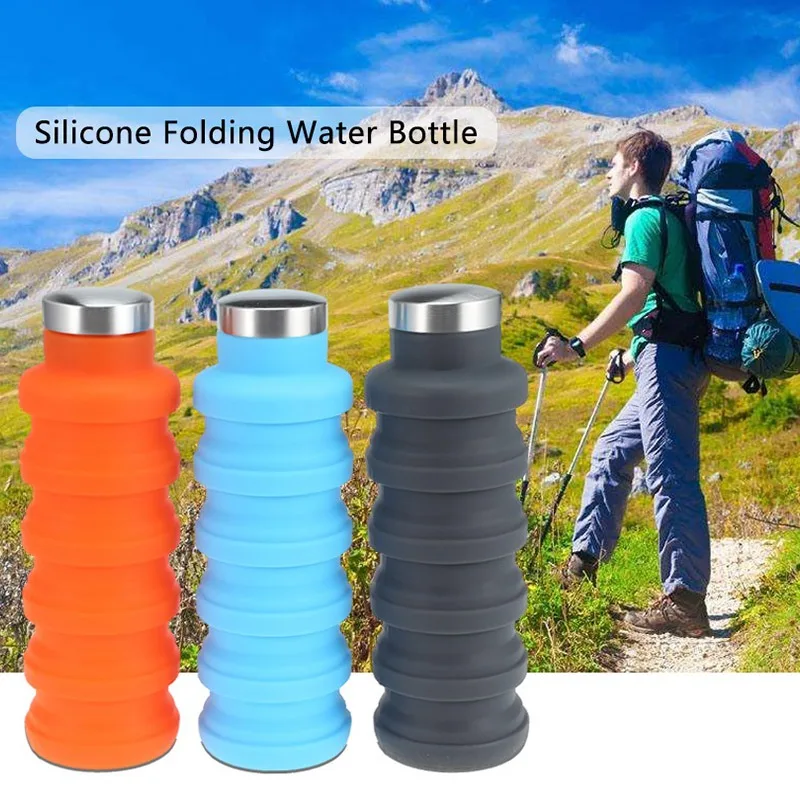 

Portable Water Bottle 500mL Retractable Folding Coffee Bottle Outdoor Travel Drinking Collapsible Sport Drink Kettle