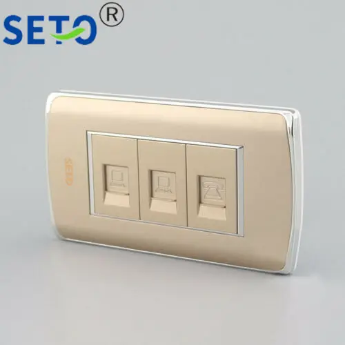 120 Тип три Порты RJ45 Cat5e блестящее полотно+ RJ11 Cat3 телефонный разъем Keystone Лицевая панель