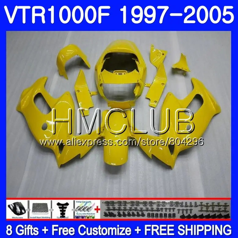 Корпус для HONDA VTR1000F 97 98 99 00 01 цвет синий, черный; большие размеры 77HM2 VTR 1000 F 1000F блеск желтый VTR1000 F 1997 1998 1999 2000 2001 обтекатель