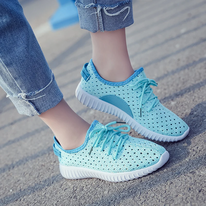 

women Sneakers Summer with hole breathable women shoes flats white walking shoes Plus size 35-41 6h18