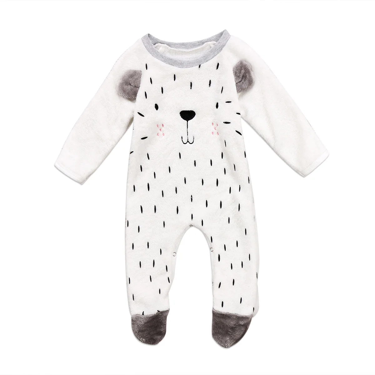 Yanmucy Newborn Baby Winter Romper Hooded Warm Fleece Baby Snowsuit Pram Suit Baby Girl Boy Jumpsuit Clothes 0-18 Months, Grey, 0-3 Months