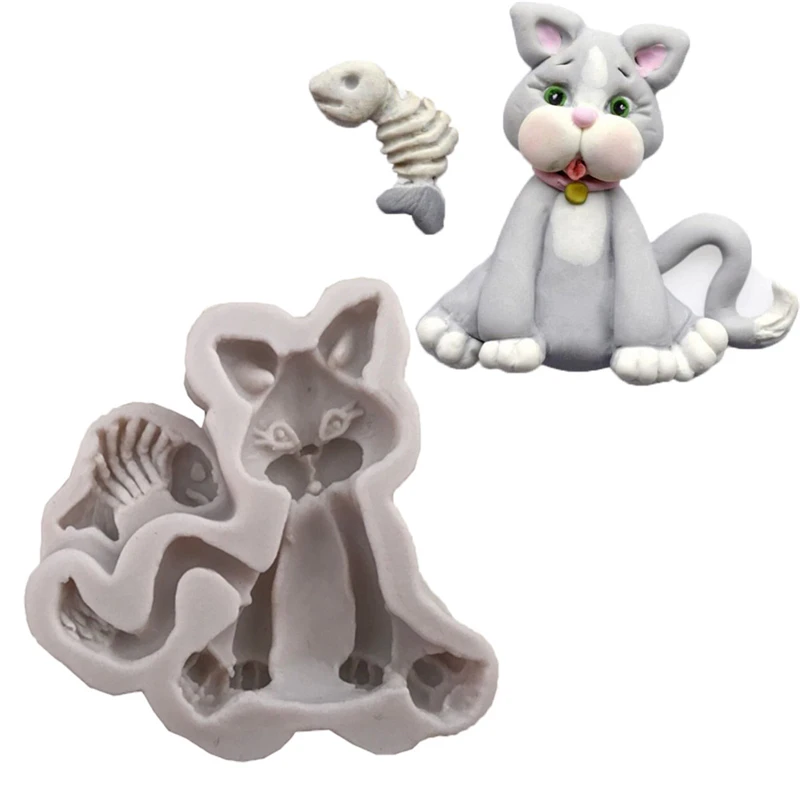 

Lovely Cat Shaped Cake Decoration Mold Fondant Kitchen Pastry Tool Craft Candy Chocolate Mold Silicone Cake Baking Tool