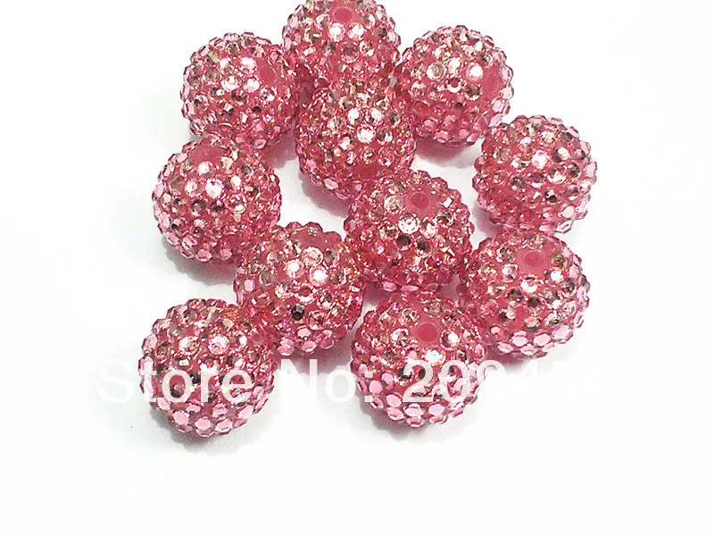 

20mm 100pcs/lot Clear Pink Resin Rhinestone Ball Beads,Chunky Beads For Kids Jewelry Making