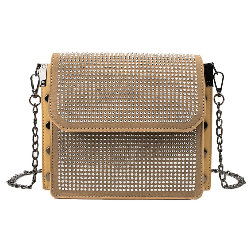 

Studded Small Square Bag Ladies Bling Diamond Bag Chain Shoulder Bag Ladies Luxury Small Handbag