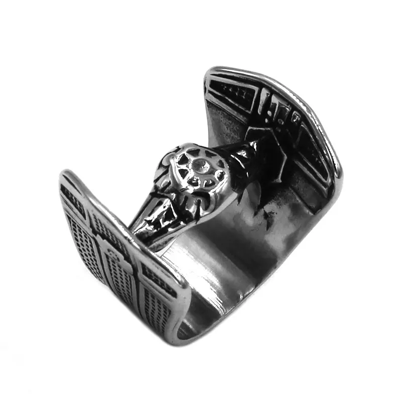 Fashion Stars Wars Spacecraft Ring Stainless Steel Jewelry Cool Movie Jewelry Motor Biker Mens Boys Ring Wholesale SWR0788A