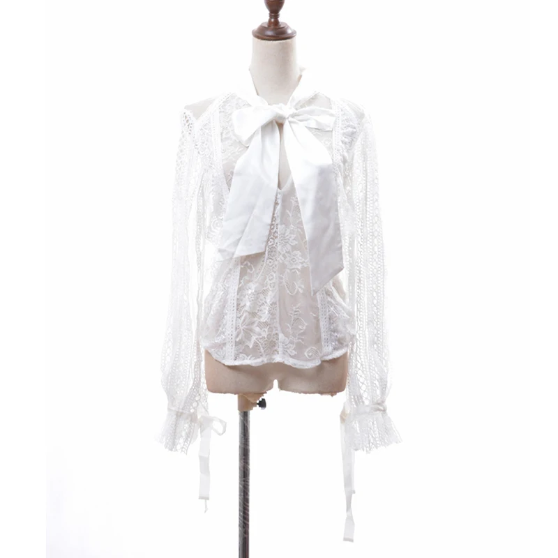 TWOTWINSTYLE Sexy Lace Blouse Tops Female Lace Up Bowknot Lantern Sleeve Hollow Out Backless Women Shirt Autumn Fashion Clothes TWOTWINSTYLE Sexy Lace Blouse Tops Female Lace Up Bowknot Lantern Sleeve Hollow Out Backless Women Shirt Autumn Fashion Clothes