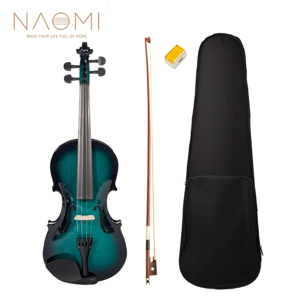 

NAOMI Acoustic Violin 4/4 3/4 1/2 1/4 1/8 Violin + Case + Bow + Rosin SET For Students Beginners Blue & Black New