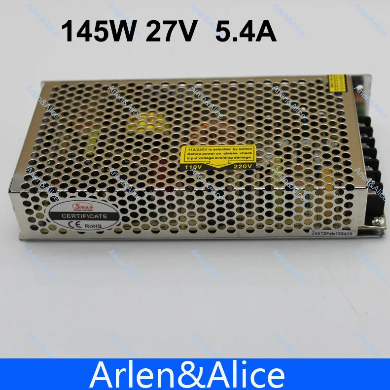 145 W 27 V 5.3A одиночный выход импульсный источник питания для светодиодной полосы света AC к DC
