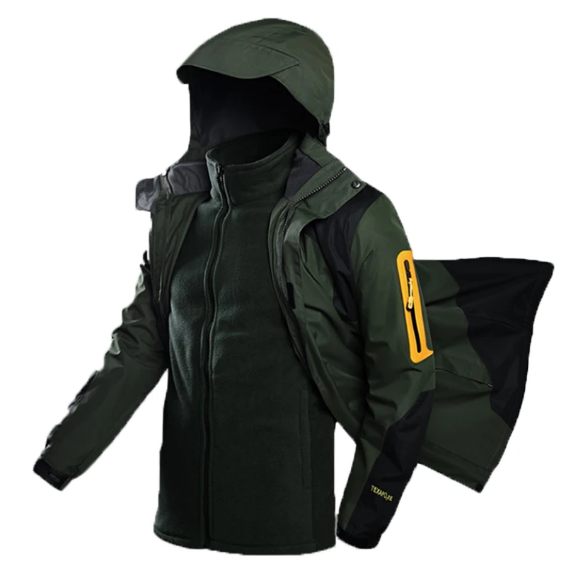 

Size 5XL Trekking Camping Climbing Skiing Hiking Fishing Outdoor Coat Waterproof Plus Men New Winter Thermal Warm 3 in 1 Jacket