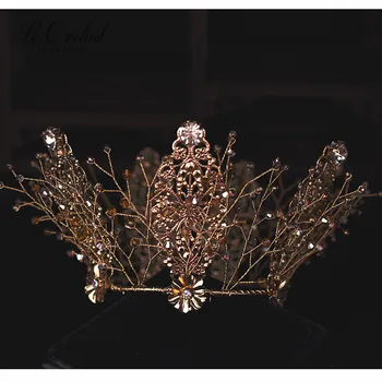 

PEORCHID Crystal Wedding Tiara Head Jewellery For Women Bijoux Baroque Tiara Vintage Bride Tiaras Crowns Hair Crown