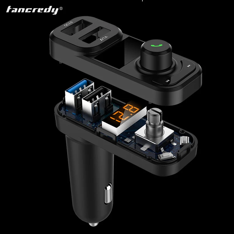 Bluetooth Handsfree Car Phone Kit Беспроводной fm передатчик с QC3.0 3.1A быстрое зарядное устройство