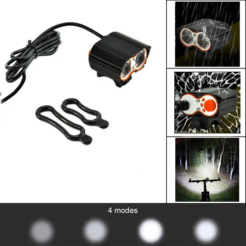 True 2000LM 2 X XM-L T6 LED USB powerful led flashlight Waterproof Lamp Bike Bicycle Headlight lanterna led bike #3S29 (1)