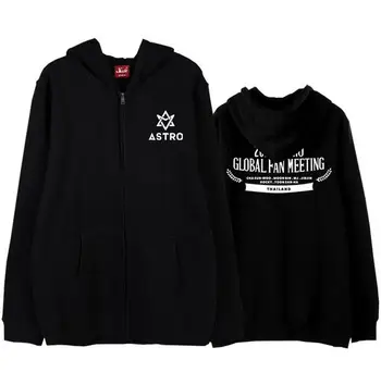 

Kpop astro 2018 global fan meeting in thailand all member name printing zipper hoodie jacket unisex fleece/thin sweatshirt