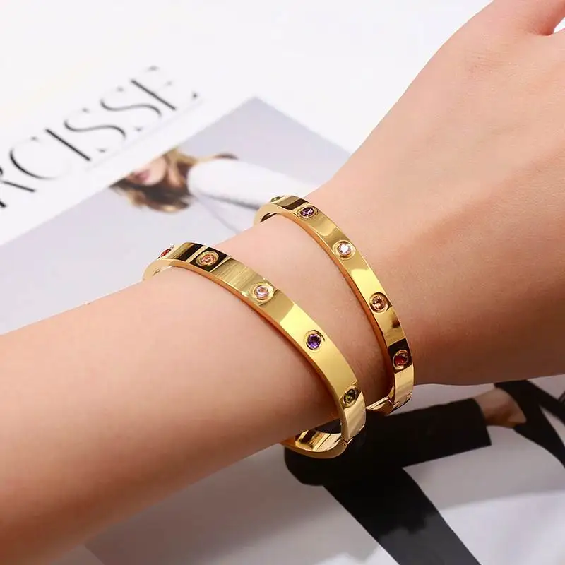 

jewelry Carter exquisite color drill buckle titanium steel bracelet men and women love couple style H bangles& H bracelet