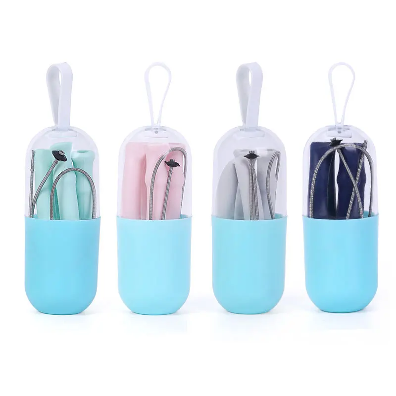 

Collapsible Silicone Bend Straw Reusable Drinking Straw 25cm with Carrying Case and Cleaning Brush, for Travel Home Office