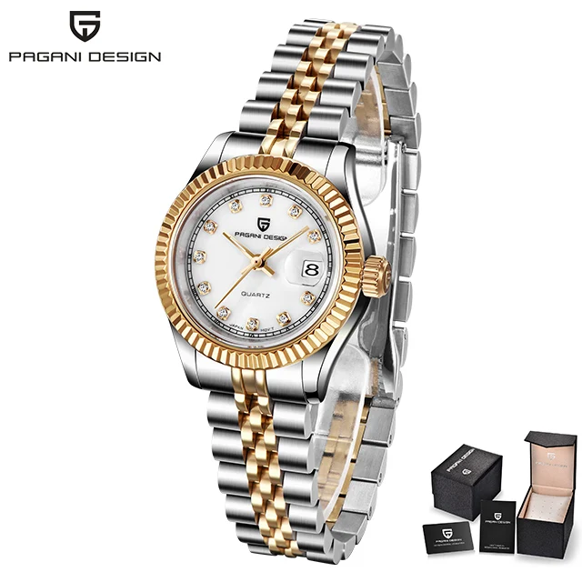 PAGANI Дизайн новые женские часы лучший бренд класса люкс модные женские часы из нержавеющей стали водонепроницаемые спортивные часы Relogio Feminino - Цвет: Gold diamond white