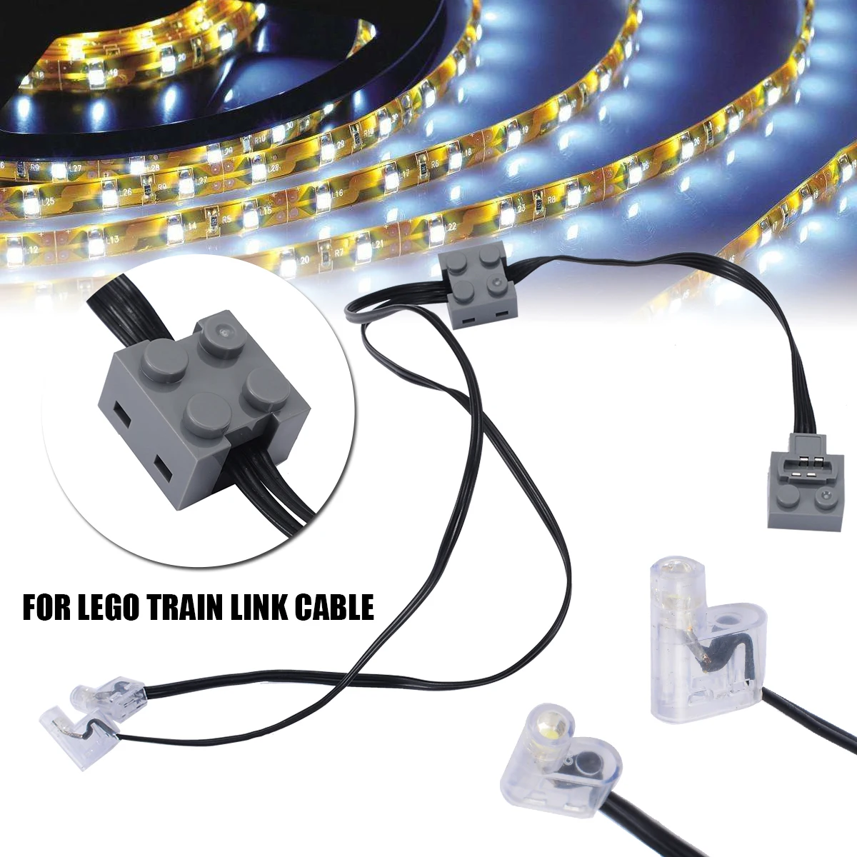 Technic Power Function 8870 LED Light Link Line Cable For Lego Train Vehicle LED Lamp Connecting Line Cable Connect Tools