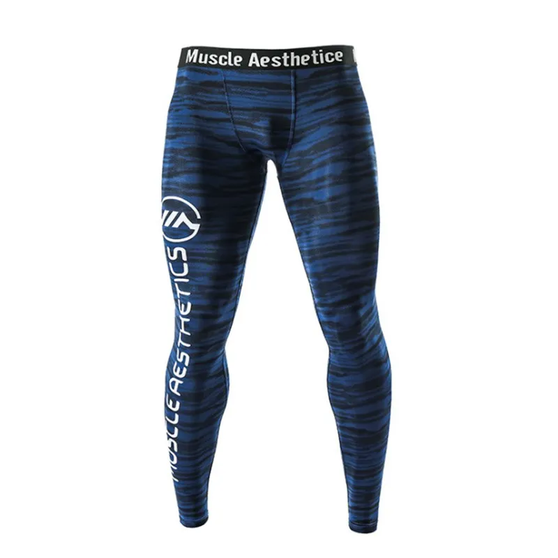 Мужские обтягивающие леггинсы мужские брюки для бега спортивные брюки быстросохнущие дышащие спортивные тренировочное нижнее белье Леггинсы для йоги мужские эластичные - Цвет: blue