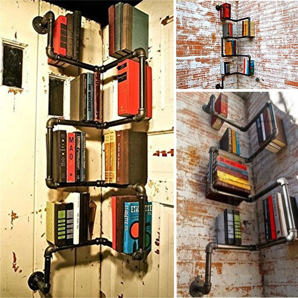 Industrial Urban Style Pipe Shelf Storage Shelving Book ...