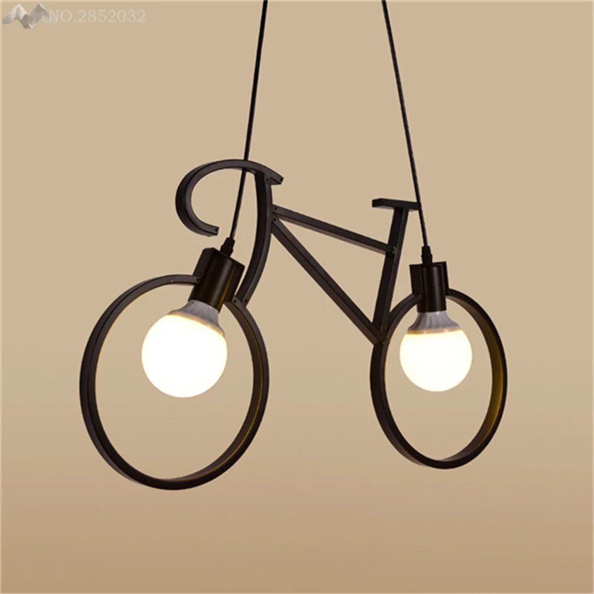 

Modern Retro Nordic Bicycle Iron Chandelier Cafe Lighting LED Loft Bar Ceiling Lamp Bedroom Droplight Store Home Decor Kids Gift