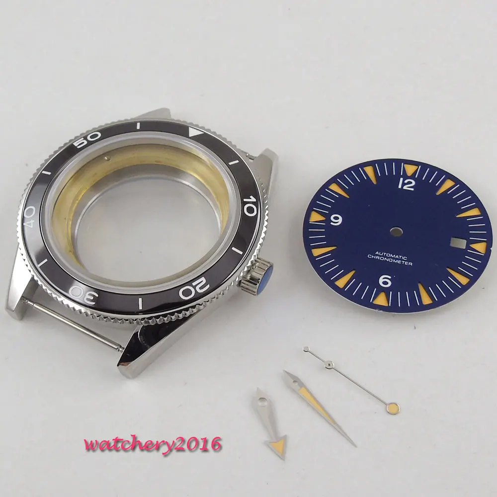 2018 High quality hardened Watch Case 41mm parnis Blue Dial + Hands + Watch Case Sapphire Glass set fit ETA 2824 2836 Movement 2018 High quality hardened Watch Case 41mm parnis Blue Dial + Hands + Watch Case Sapphire Glass set fit ETA 2824 2836 Movement