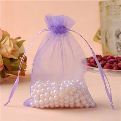 Bolsas de regalo, сумки из органзы, 15x20 см, 100 шт, organizador de joyas, свадебные украшения, Подарочная сумка с логотипом на заказ - Цвет: Light Purple