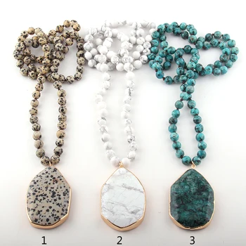 

Fashion Bohemian Jewelry Stone Knotted Stone Matching Stone Drop Necklaces For Women Ethnic Necklace