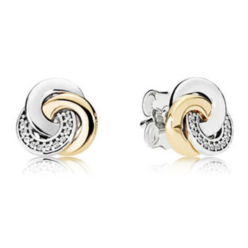 

Stylish Authentic 925 Sterling Silver Pandora Earrings For Women Interlinked Circles Earring Studs Fine Europe Jewelry Gift
