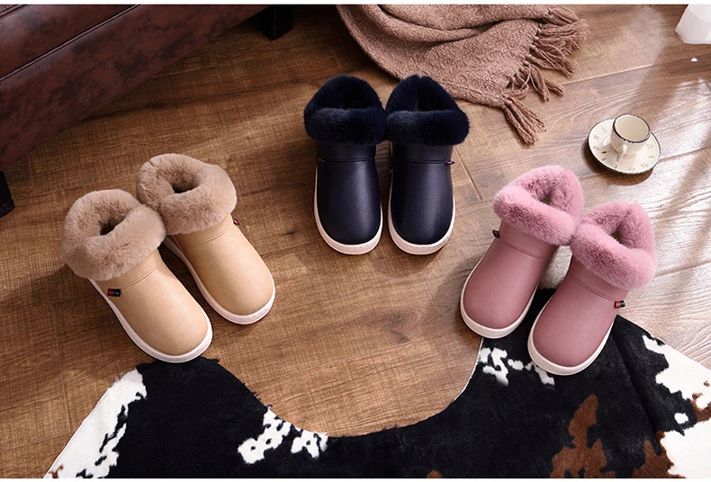 2018 женские ботинки, непромокаемые зимние теплые ботильоны на меху, домашняя обувь на толстой подошве, теплая хлопковая обувь, женская